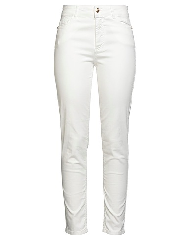 ANGELO MARANI Denim trousers White 97% Cotton, 3% Elastane