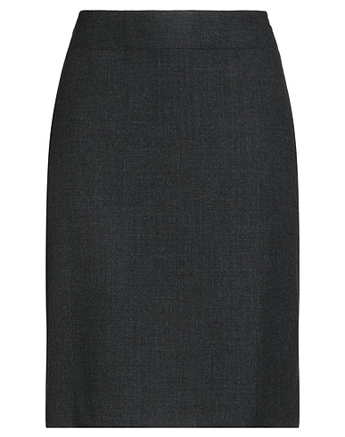 BLUE E. by LES COPAINS Midi skirt Charcoal 92% Wool, 4% Polyamide, 4% Elastane