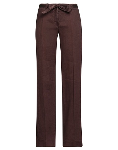 SEVENTY VENEZIA Casual pants Dark brown 100% Linen