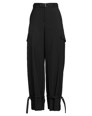 SACAI Casual trouser Black 70% Polyester, 30% Wool