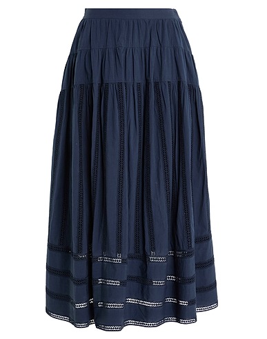 ULLA JOHNSON Midi skirt Midnight blue 100% Cotton
