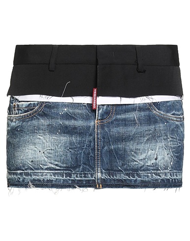 DSQUARED2 Denim skirt Blue 100% Cotton, Virgin Wool