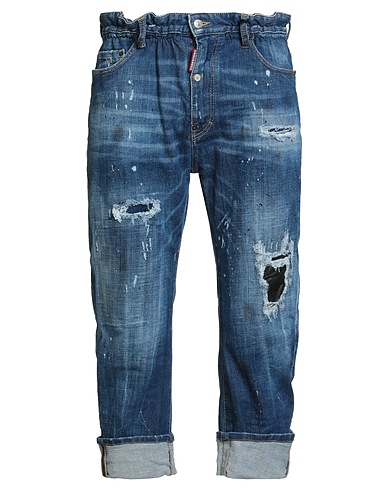 DSQUARED2 Denim trousers Blue 93% Cotton, 4% Polyester, 3% Elastane, Calfskin