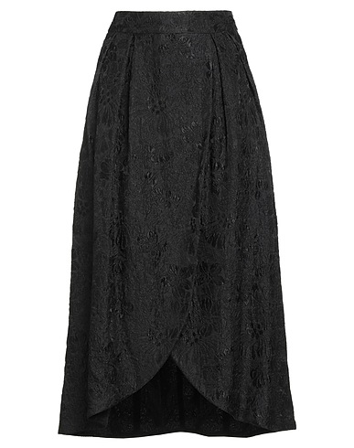 ULLA JOHNSON Midi skirt Black 34% Rayon, 21% Viscose, 21% Nylon, 20% Silk, 4% Metallic Polyester