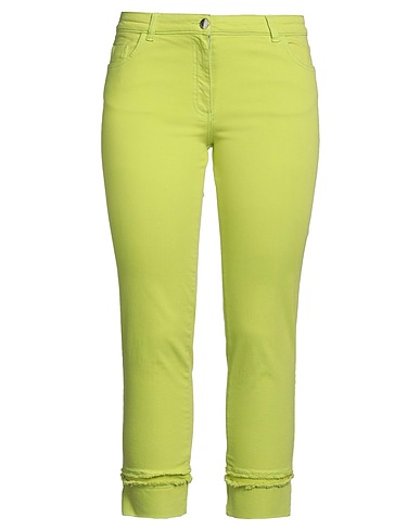 MARIELLA ROSATI Denim pants Lime green 98% Cotton, 2% Elastane