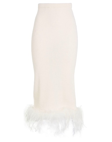 ALESSANDRA RICH Midi skirt Ivory 100% Wool, Feathers