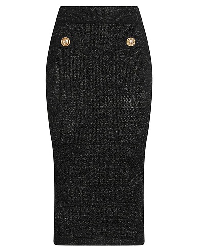 BALMAIN Midi-Rock Schwarz 81% Viskose, 12% Polyester, 5% Metall, 2% Polyamid