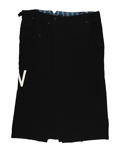 YOHJI YAMAMOTO POUR HOMME 미디 스커트 블랙 62% 레이온, 35% 큐프로, 3% 실크