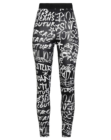 VERSACE JEANS COUTURE Leggings Black 90% Viscose, 10% Elastane