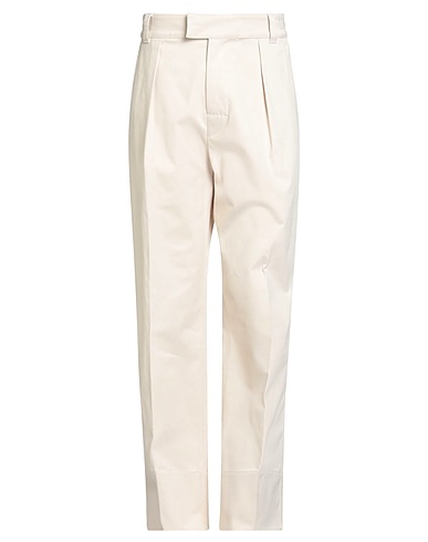 MONCLER Casual trouser Ivory 97% Cotton, 3% Elastane, Calfskin