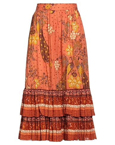 ULLA JOHNSON Midi skirt Salmon pink 70% Cotton, 30% Viscose