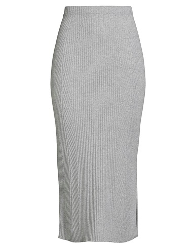 TWINSET Midi skirt Light grey 77% Wool, 13% Cashmere, 10% Metallic Polyester