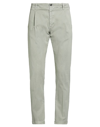 BRUNO MANETTI Casual pants Sage green 97% Cotton, 3% Elastane