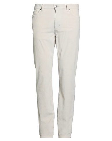 ZEGNA Hosen Off white 91% Baumwolle, 8% Kaschmir, 1% Elastan, Kalbsleder