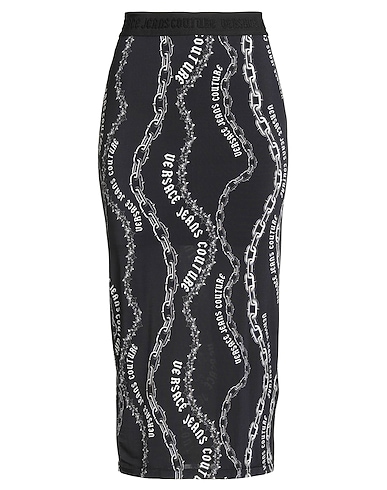 VERSACE JEANS COUTURE Midi skirt Black 91% Viscose, 9% Elastane