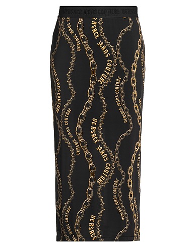 VERSACE JEANS COUTURE Midi skirt Black 91% Viscose, 9% Elastane