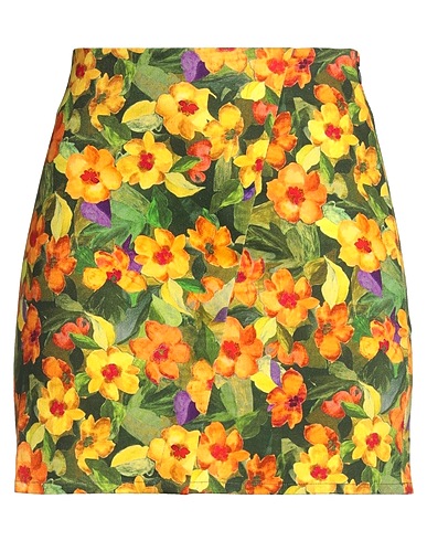 DESIGUAL Mini skirt Dark green 98% Cotton, 2% Elastane