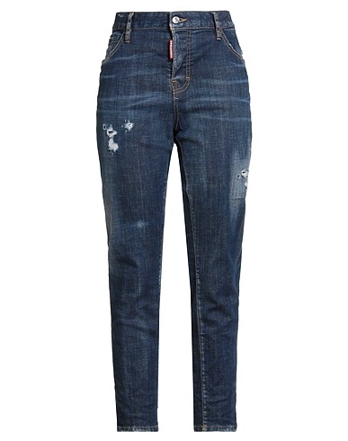 DSQUARED2 Denim trousers Blue 98% Cotton, 2% Elastane, Cow leather