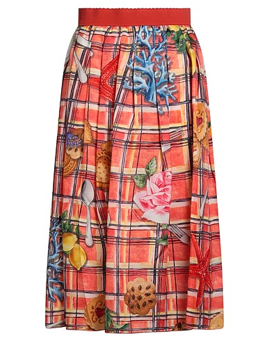 DOLCE&GABBANA Midi skirt Coral 100% Silk