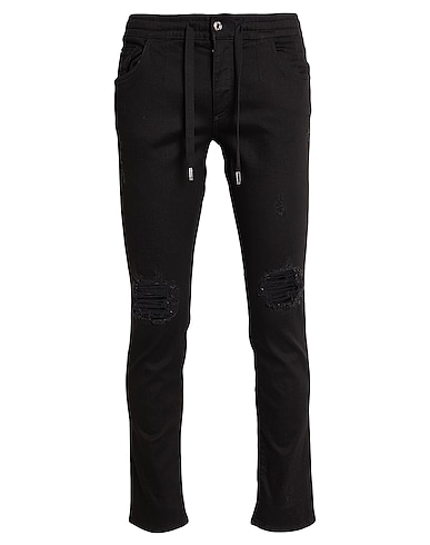 DOLCE&GABBANA ジーンズ ブラック コットン 90% / ポリエステル 8% / ポリウレタン 2% / 牛革（カーフ）