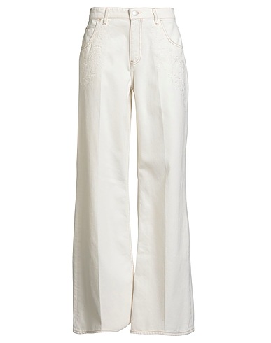 MAJE Denim pants Ivory 100% Cotton