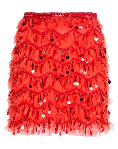 ELISABETTA FRANCHI Mini skirt Coral 100% Polyamide, Plastic, Glass