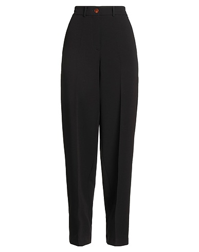 ALYSI Casual trouser CRÈME Black 71% Polyester, 22% Viscose, 7% Elastane