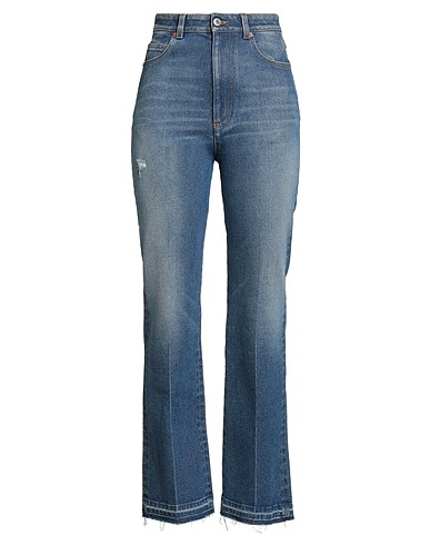 VALENTINO GARAVANI Denim trousers Blue 99% Cotton, 1% Elastane, Calfskin
