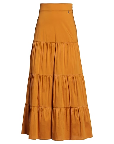 PATRIZIA PEPE Long skirt Mustard 79% Cotton, 18% Polyamide, 3% Elastane