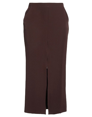 PINKO Midi skirt Dark brown 89% Polyester, 11% Elastane