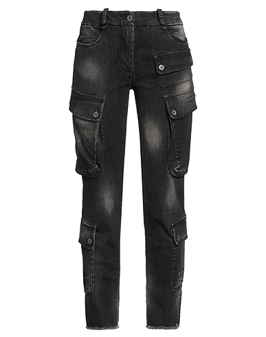 MASNADA Denim trousers Black 99% Cotton, 1% Elastane