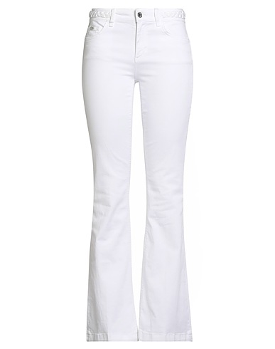LIU •JO Denim trousers White 98% Cotton, 2% Elastane