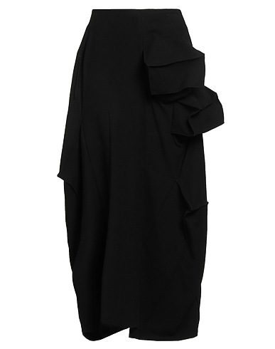 YOHJI YAMAMOTO Юбка миди Чёрный 100% Шерсть