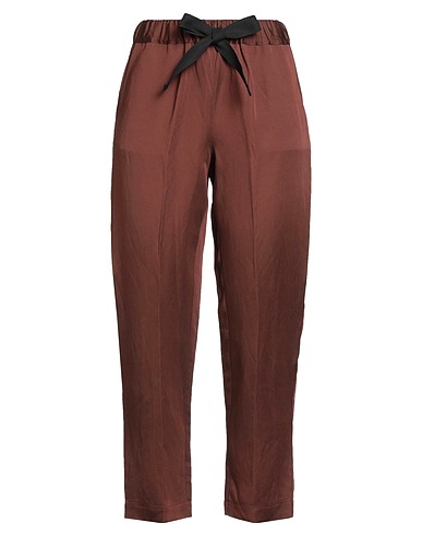 SEMICOUTURE Pantalone Marrone 41% Viscosa, 33% Lino, 26% Acetato