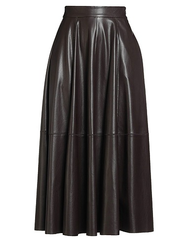 MALÌPARMI Midi skirt Dark brown 100% Polyester, Polyurethane