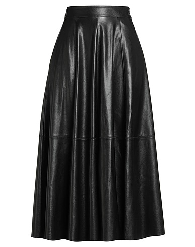 MALÌPARMI Midi skirt Black 100% Polyester, Polyurethane