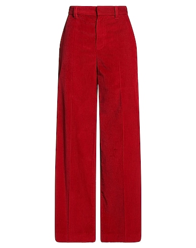 BRUNELLO CUCINELLI Casual παντελόνι Κόκκινο 100% Βαμβάκι, Οικολογικός ορείχαλκος, Δέρμα