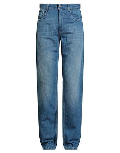 BIKKEMBERGS Denim trousers Blue 63% Cotton, 37% Linen