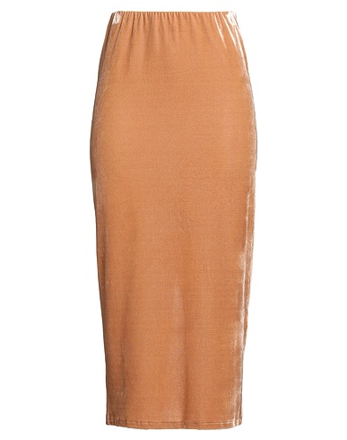 TENSIONE IN Midi skirt Camel 95% Polyester, 5% Elastane