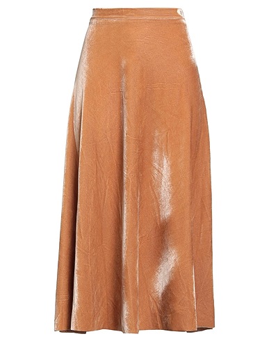 TENSIONE IN Midi skirt Camel 95% Polyester, 5% Elastane
