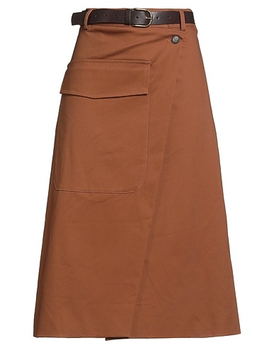 TENSIONE IN Midi skirt Light brown 98% Cotton, 2% Elastane