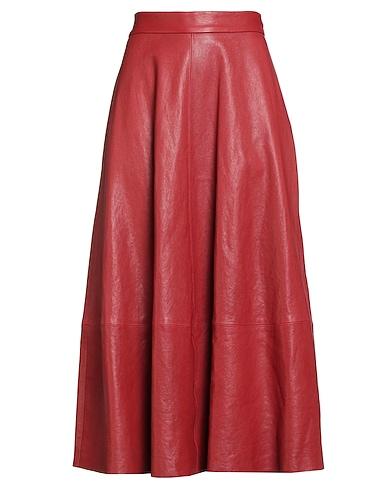 BRUNELLO CUCINELLI Midi skirt Brick red 100% Leather