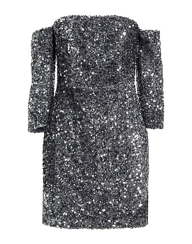 TENSIONE IN Elegant dress Grey 95% Polyester, 5% Elastane
