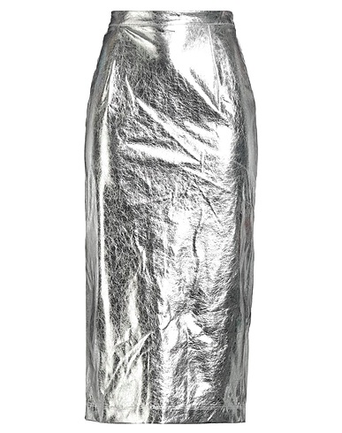 TENSIONE IN Midi skirt Silver 100% Polyester
