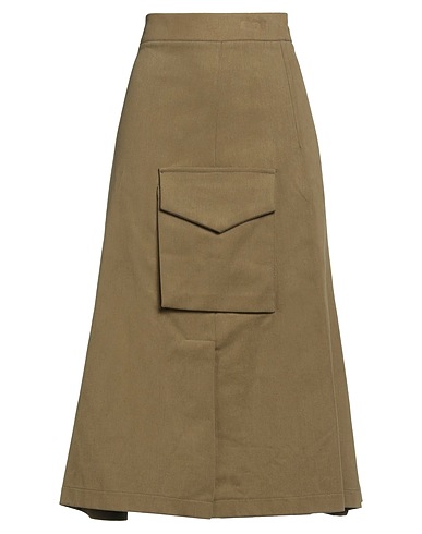 TENSIONE IN Gonna midi Verde militare 100% Cotone