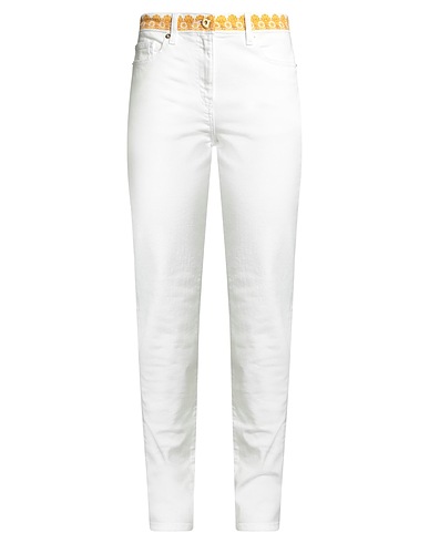 VERSACE Casual pants White 98% Cotton, 2% Elastane, Calfskin