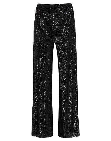 WHITE WISE Casual pants Black 95% Polyester, 5% Elastane