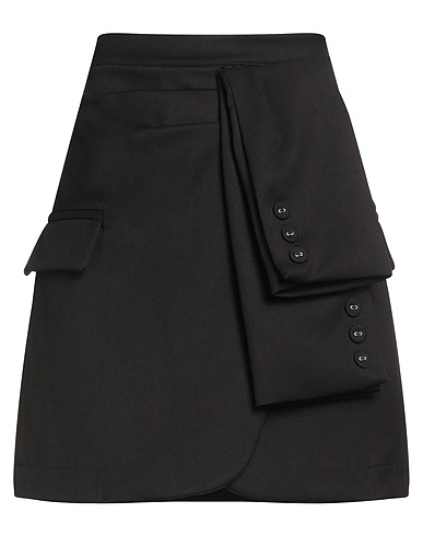 TENSIONE IN Mini-jupe Noir 66% Polyester, 33% Viscose, 1% Élasthanne