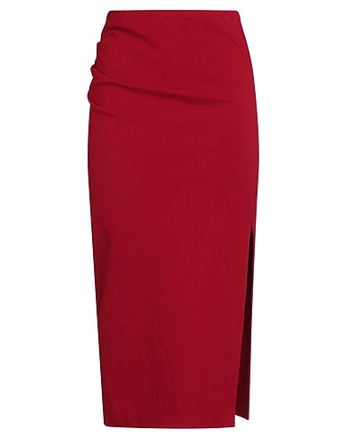 TENSIONE IN Midi skirt Burgundy 65% Polyester, 32% Polyamide, 3% Elastane