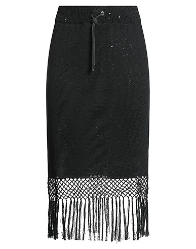 BRUNELLO CUCINELLI Midi skirt Black 75% Linen, 25% Silk, Polyamide, Acetate